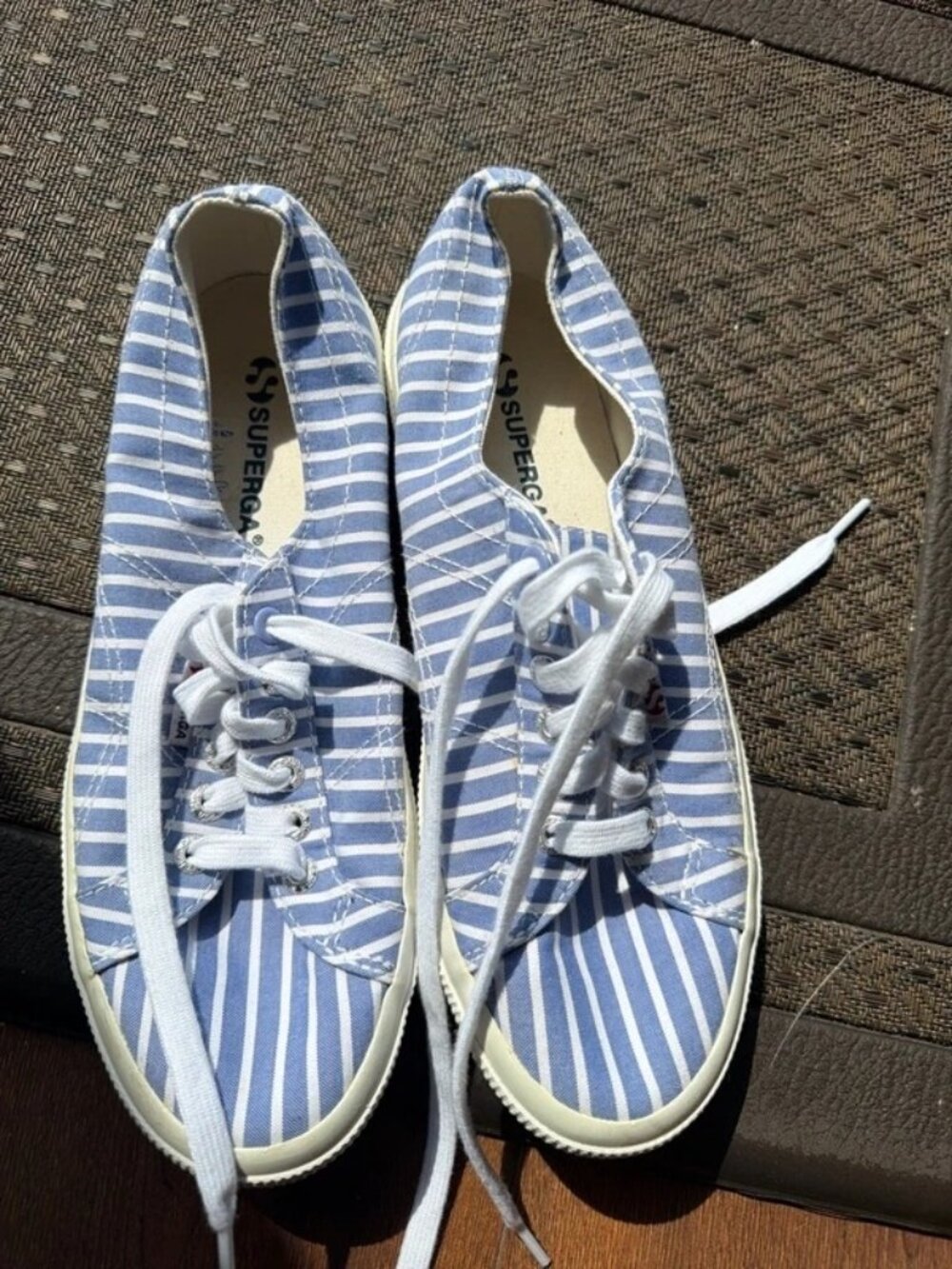 Superga 2750 S00BQPO Blue Striped Canvas Sneaker Unisex US W8 M6.5 EU39 UK5.5